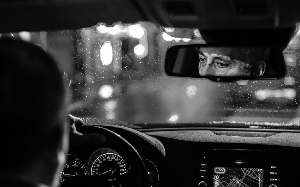 taxi driver angle from backseat